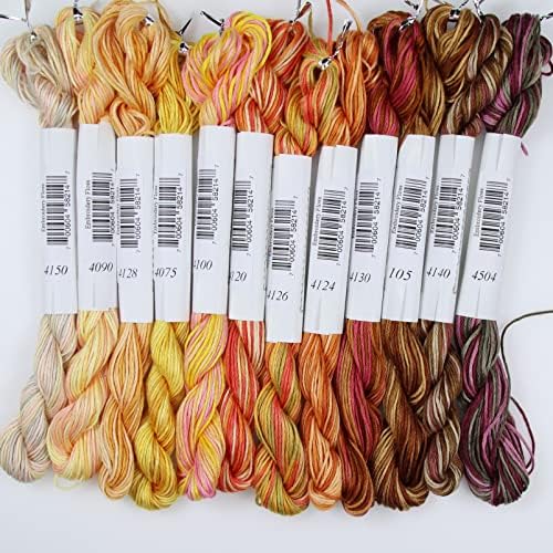 KCS Big skeins of 25 Meters Size 25 Color Variegated Cross Stitch Stranded Threads,12 skeins,08