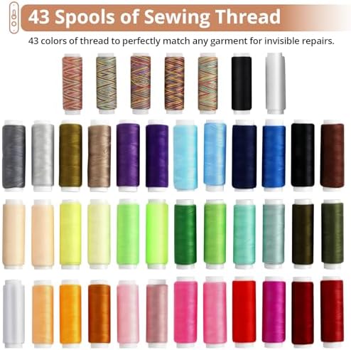 KAMTOP 191 PCS Sewing Kit for Adults with 43 Thread Colors for Repairs