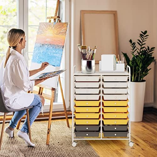 COSTWAY 20-Drawer Rolling Storage Cart, Utility Storage Organizer Cart