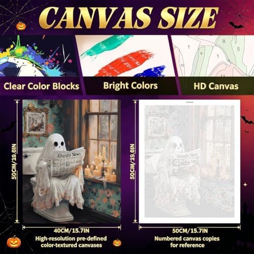 ICYANART Ghost Paint by Numbers Kit for Adults, Halloween Number Painting