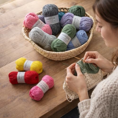 Lace Weight Wool Yarn – 16 Mini Skeins (25g Each) Multicolor Set (400g / 14.1 oz • 3,520 Yards Total), Wool-Rich Blend for Knitting, Crochet & Colorwork (Vibrant)