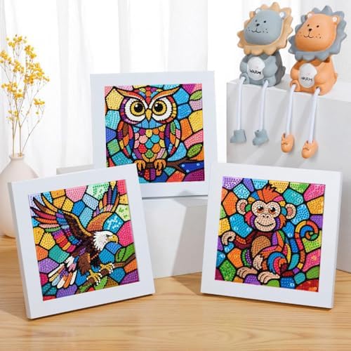 GQYCZZ 6 pcak 5D Animal Diamond Art kit for Children Aged 4-12. Cute Mini Turtle Diamond Paintings Perfect for Beginners,Easy Full Diamond Gemstone Art Suitable for Home wall Decoration 6x6 in