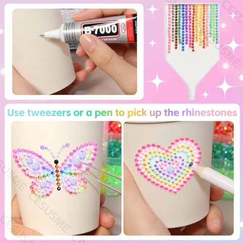 28000 Pcs Color Rhinestones Bedazzling Kit, White AB Resin Bedazzling Gems
