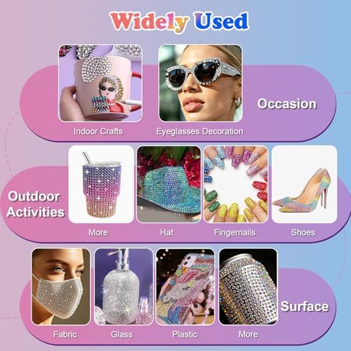 75000Pcs Bedazzling Kit 60 Color Bedazzler Kits with Rhinestones 3mm