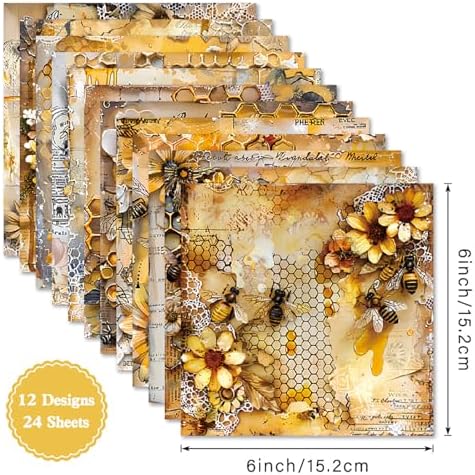 YASMEN Scrapbook Paper Pad, 6x6 Cardstock Paper Pad for Card Making, Journals, Planner, DIY Envelopes, Greeting Cards, Decorative Art Craft -24 Sheets