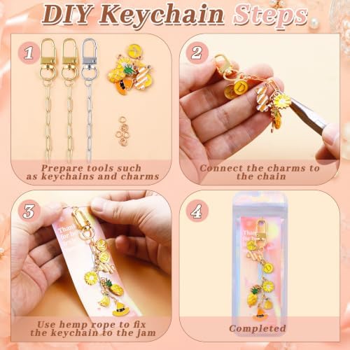 Wurosi 24pcs Paperclip Keychain Making Kit,Key Ring Swivel Snap Hook Chains