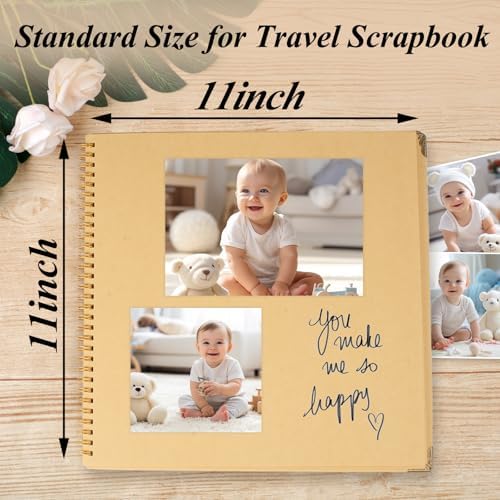 Joyberg Scrapbook 80 Pages, Scrapbooking Supplies 11 x 11 In, Scrapbook Album Suitable for Album Memory Book Wedding, Anniversary Family, DIY Craft Projects (Brown)