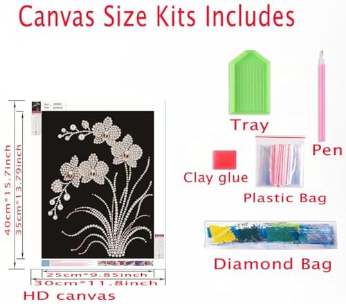 DIYBEADDOT Orchid Special Shape Diamond Pearl Painting Kits for Adults,5D Diamond Art Pearl Painting Kits for Beginner, Crystal Rhinestones Diamond Painting for Home Wall Decoration 12×16inch