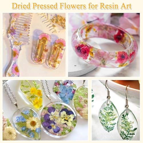 Evatage 124 Pcs Real Dried Pressed Flowers and Leaves for Resin Crafts