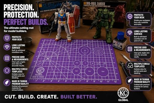 KC GLOBAL A4 (13"x9") Professional Grade Self-Healing Double-Sided PVC Cutting Mat (Purple) - Odor-Free, Eco-Friendly, Non-Slip, Premium Desk Mat for DIY, Crafting, Model Building and Art Projects