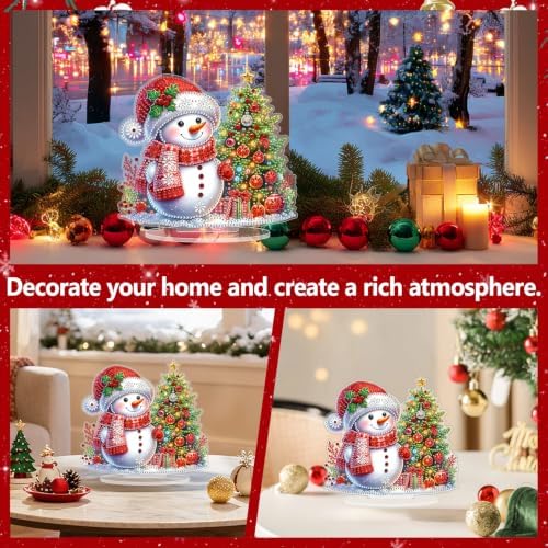 Christmas Diamond Art Kits for Adults,Red Scarf Snowman Diamond Painting