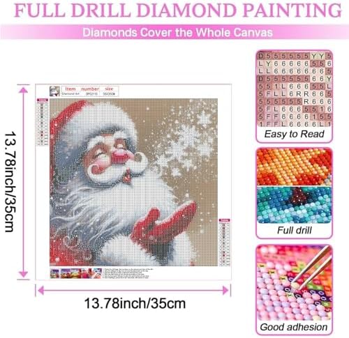 Santa Claus Diamond Art Kits for Adults Beginner, DIY Diamond Art Christmas Diamond Dots Gem Art Crafts with Tools,diamond painting Round Full Drill Funny Crafts for Home Wall Decor&Gift-13.78X13.78in