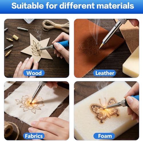 Wood Burning Kit, 23pcs Wood Burning Pen Adjustable Temperature 200-450°C