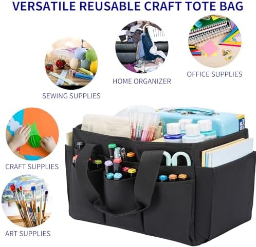 Craft Organizer Tote Bag, Art Storage Caddy with Multiple Pockets