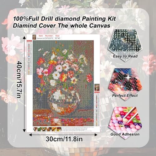 AIBOERL Diamond Art Kits for Adults,Disco Diamond Painting Wall Decor | Round Drill Flower Diamond Painting for Beginners DIY Rhinestone 5D Diamond dots(Gemstone Craft)Wall Art Gift 12x16IN