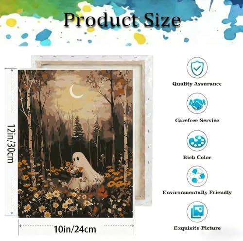 Ghost Paint by Numbers Kit for Adults Beginner with Framed 10x12 Inch