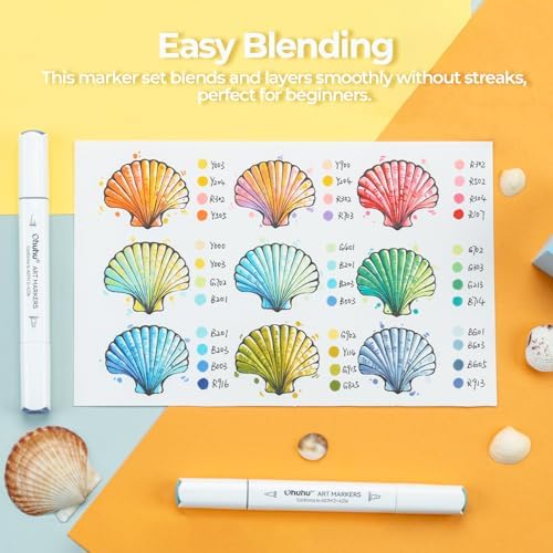 Ohuhu Alcohol Markers 80 Colors for Beginners Chisel& Fine for Coloring | Dual Tips Alcohol-based Art Marker Set with Blender for Adults Artists Drawing Illustration Sketching, Great Value Pack