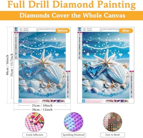 Diamond Art Kits for Adults & Beginners, Seashell Diamond Painting Kit