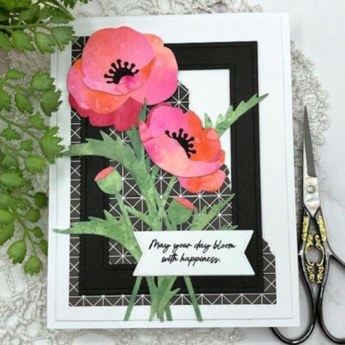 Scrapbooking Die-Cuts, Layer Frame Net Set Metal Cutting Dies for Card Making, Paper Craft Template, Background Embossing Stencils, DIY Album Décor (Flower Set D-10.6x14.1cm)