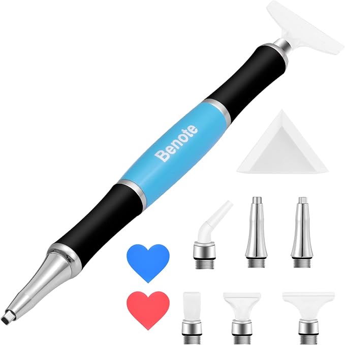 benote Ergonomic Diamond Painting Pen with Dual Rubber Metal Screw In Tip Round And Square Drill Pen for Art DIY Craft Adults or Kids - B10 Blue