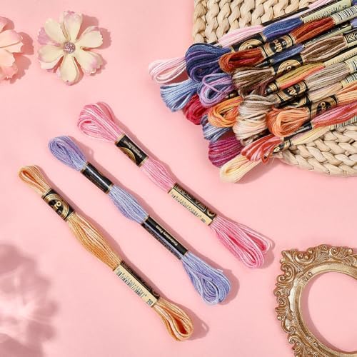 6 Strands Variegated Rainbow Embroidery Floss for Hand Sewing