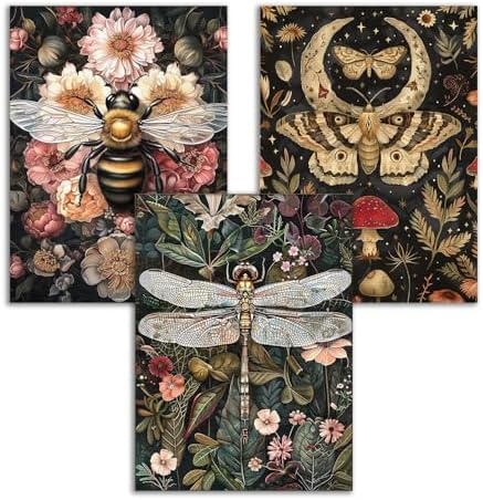 GOUOYANA Vintage Diamond Art Kit for Adult-3P Dragonfly Diamond Wall Art