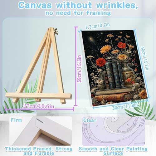 VIGEGU 4 Pack Book Paint by Numbers Kit for Adults with Frame