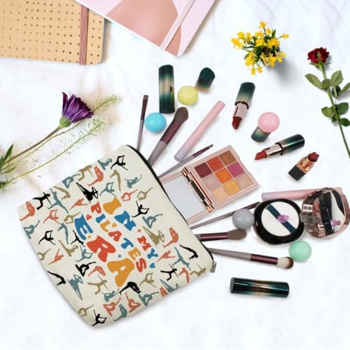 Pilates Print Canvas Cosmetic Bag