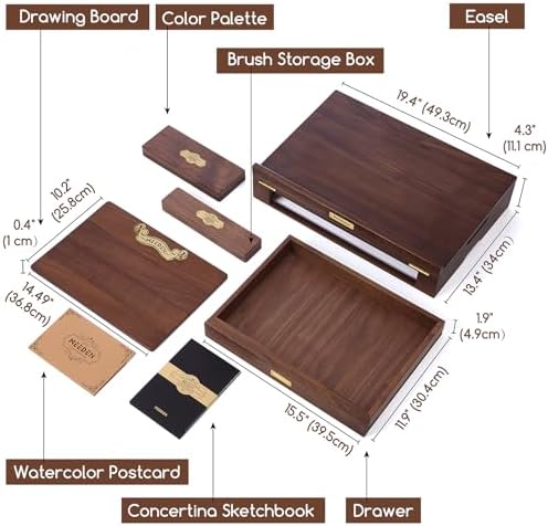 MEEDEN Black Walnut Tabletop Easel Set: All-in-One Luxury Art Supplies Kit