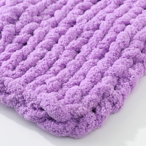 Chunky Yarn for Hand Knitting, No7 Thick Yarn, 250Grams 32Yards, Pack of 4, Perfect for Knitters and Crafters (Deep Taro Purple)