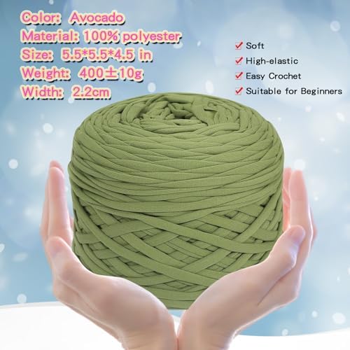800g T-Shirt Yarn, 260 Yards Elastic Fabric Crochet DIY Avocado