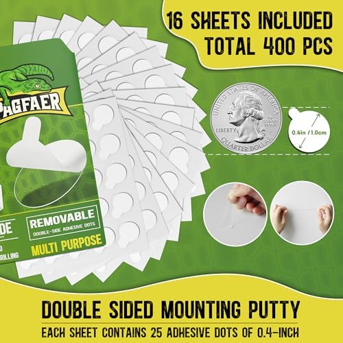 Sticky Dots, 400PCS Glue Points Dots Double Sided for Smooth Wall, Posters, Balloons - 0.4" Removable Clear Sticky Dots, No Residue Museum Putty for Home & Party & Crafts Use