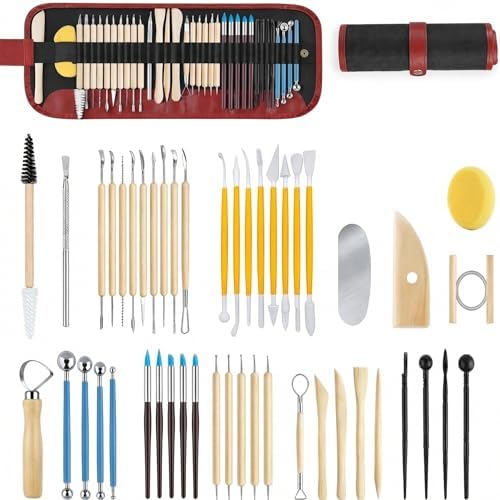 Jahnrun 48Pcs Pottery Kit, Professional Polymer Clay Sculpting Tools Set