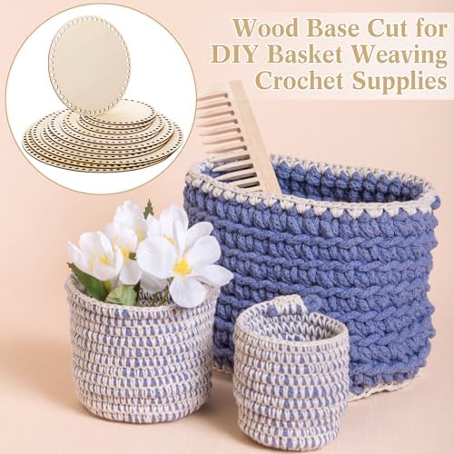 Fanfanwin 12 Pcs Wooden Basket Bottom Moses Crochet Basket Round Base Unfinished Wood Knitting Base for DIY Craft Weaving Making Supplies Home Decoration(6/8/10/12 Inches)