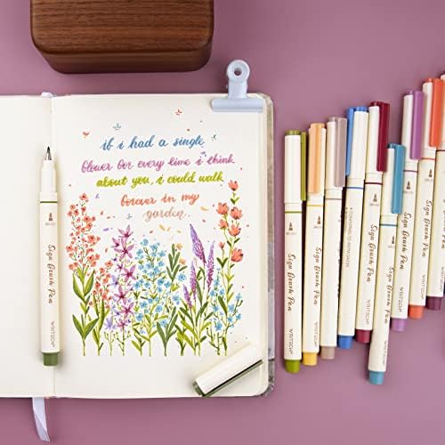 WRITECH Arts Sign Brush Pen: Water Based Vintage Assorted Colors Ink 12ct