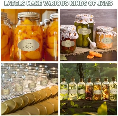 300 Pcs Kraft Labels Stickers, 1.2x2 Inch, 3 Decorative Designs, Writable for Gift Wrapping, Pantry Storage, Jars & Wedding Decor