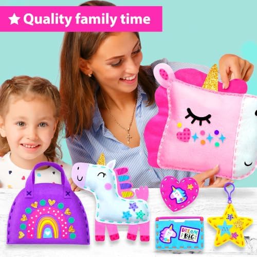 KRAFUN Unicorn Beginner Sewing Kit for Kids Age 6+ | 7 Projects