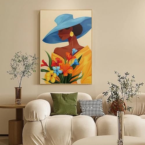 Framed Paint by Numbers Kit for Adults Beginners – Elegant Black Woman