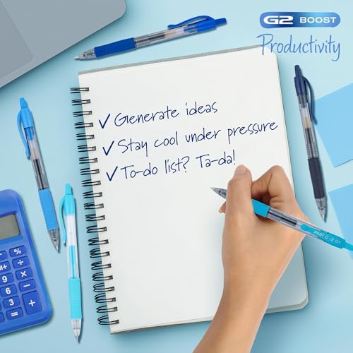 PILOT G2 Gel Roller Pens, G2 Boost Blue Pens Pack, 8 Pack Pouch, Assorted