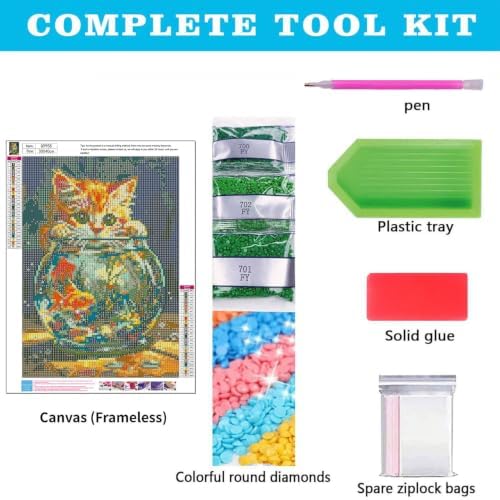 bleihum Funny Cat Diamond Art Kits for Adults Gem Art 12x16inch