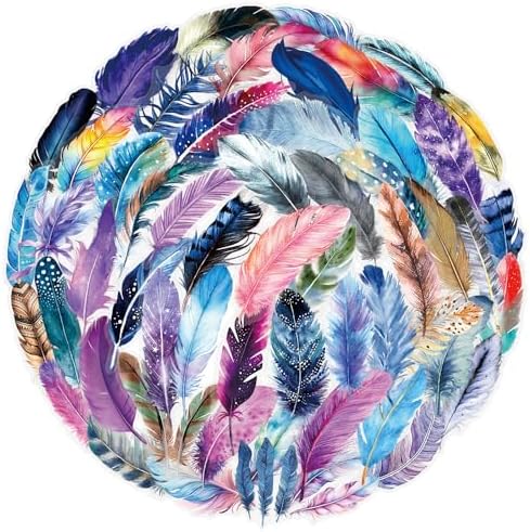 50 Pcs Transparency Feather Stickers, Aesthetic Plume Decals for Laptop Journal Scrapbooking Arts Crafts Planner Stationery Water Bottle Suitcase, PET Transparent Waterproof Sticker (Plumage)