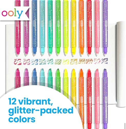Ooly Make No Mistake Glittery Erasable Markers, Set of 12