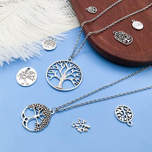 WOCRAFT 120pcs Antique Silver Tree Of Life Charma for Jewelry Making Alloy Tree Charms for DIY Crafts (SN027)