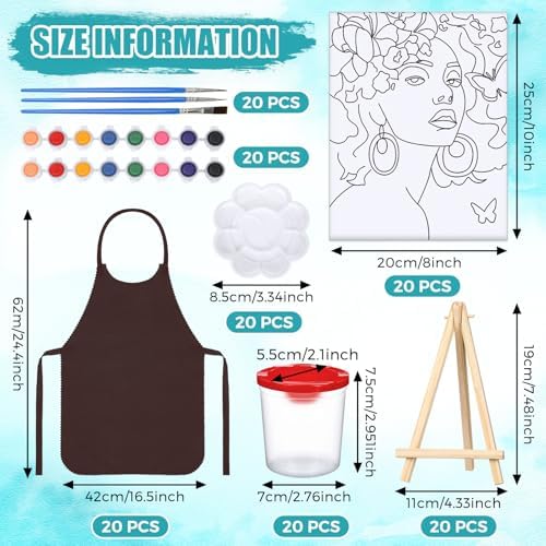 Sherr 140 Pcs 20 Set Pre Drawn Canvas Painting Kit, Black Theme