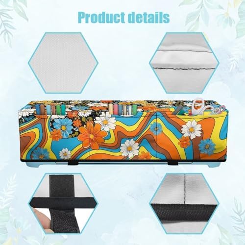 Binienty Vintage Hippie Flower Dust Cover Compatible with Cricut Maker 3, Anti Dirty Scrapbooking Die-Cut Machine Protective Covers with Storage Pocket,for Women