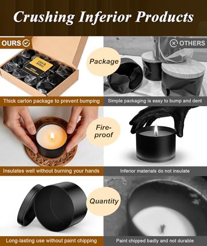 PCREGPAE 4OZ Black Candle Tins Cans with Lids and Wicks for Making Candles