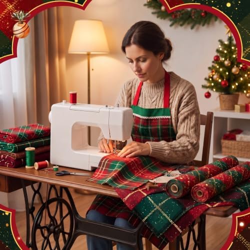 HunnmingRe 20 Pcs 10''x10'' Christmas Tartan Plaid Quilting Fabric Square