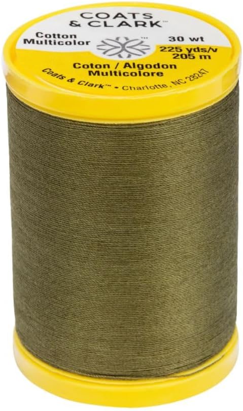 Coats & Clark Cotton All Purpose Sewing Thread 100% Mercerized Cotton 225 Yards Each Spool S970 2 Pack Bundle with 3 Bella's Crafts Needle Threaders (Bronze Green)