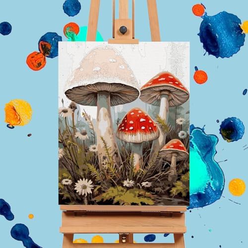 Paint by Numbers Kit for Adults, Mushroom DIY Acrylic Canvas Painting Set