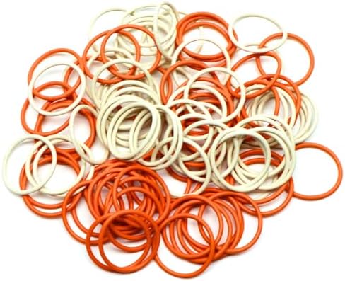 (100 Pack) Soft Stitch Ring Markers for Knitting and Crochet - Flexible, Snag-Free Rubber Stitch Markers (Large Size for Needle Sizes 17-35, Orange & White)